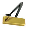 Frelan Hardware Standard Power Size 2-4 Overhead Door Closer With Black Arm, Polished Brass