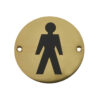 Frelan Hardware Male Pictogram Sign (75Mm Diameter), Polished Brass