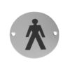 Frelan Hardware Male Pictogram Sign (75Mm Diameter), Satin Aluminium