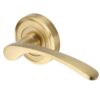 Heritage Brass Sophia Satin Brass Door Handles On Round Rose (Sold In Pairs)