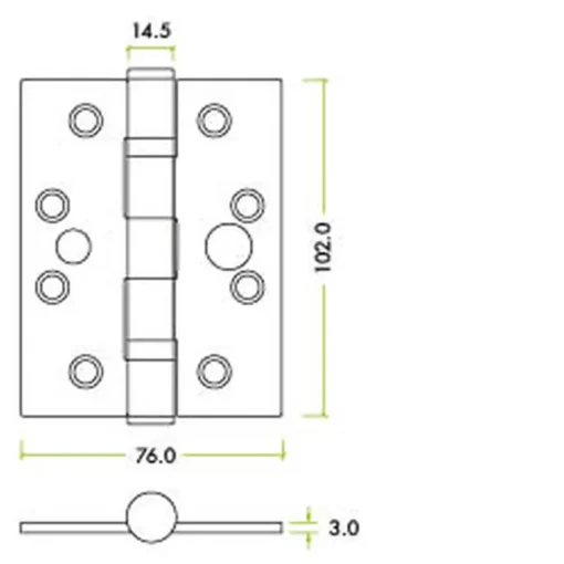 Zoo Hardware 4 Inch Grade 201 Dog Bolt Or Security Door Hinge, Satin Stainless Steel (Sold In Pairs)
