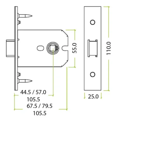 Zoo Hardware Flat Dead Bolt (67.5Mm, 79.5Mm Or 105.5Mm), Pvd Stainless Brass