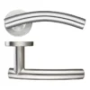 Zoo Hardware Zcs2 Contract Arched T-Bar Lever On Round Rose, Satin Stainless Steel (Sold In Pairs)
