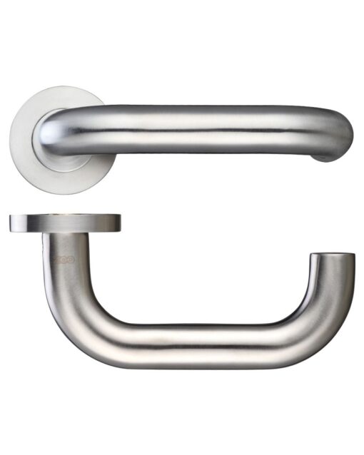 Zoo Hardware Zps Rtd Lever On Round Rose, Satin Stainless Steel (Sold In Pairs)
