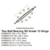 Two Ball Bearing Ss Grade 13 Hinge -102 X 76 X 3Mm
