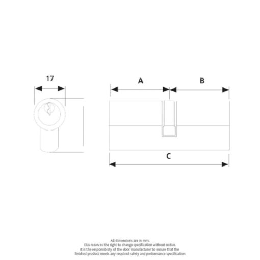 ERA British Standard Kitemarked 6 Pin Euro Profile Double Door Cylinder 35/50 85mm overall Satin Chrome Master Keyed