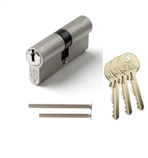 ERA British Standard Kitemarked 6 Pin Euro Profile Double Door Cylinder 35/50 85mm overall Satin Chrome Master Keyed