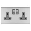 Eurolite Concealed 3mm 2 Gang 13Amp Dp Switched Socket - Stainless Steel