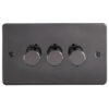 Eurolite Efbn3D400 3 Gang 400W Push On Off 2Way Dimmer Switch Enhance Flat Black Nickel Plate Matching Knobs