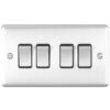 Eurolite Enhance Decorative 4 Gang Switch - Satin Stainless