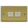 Eurolite Pb4Sw 4 Gang 10Amp 2Way Switch Round Edge Polished Brass Plate Matching Rockers