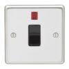 Eurolite Pss20Aswnb 1 Gang 20Amp Dp Switch With Neon Round Edge Polished Stainless Steel Plate Black Rocker