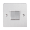 Eurolite Pss2Sw 2 Gang 10Amp 2Way Switch Round Edge Polished Stainless Steel Plate Matching Rockers