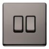 Eurolite Concealed 3mm 2 Gang 10Amp 2Way Switch - Black Nickel
