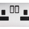 Eurolite Sss2Sossb 2 Gang 13Amp Dp Switched Socket Round Edge Satin Stainless Steel Plate Matching Rockers Black Interior
