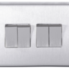 Eurolite Sss4Sw 4 Gang 10Amp 2Way Switch Round Edge Satin Stainless Steel Plate Matching Rockers