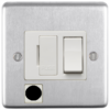 Eurolite Sssswffob 13Amp Dp Switched Fuse Spur With Flex Outlet Round Edge Satin Stainless Steel Plate Black Rocker