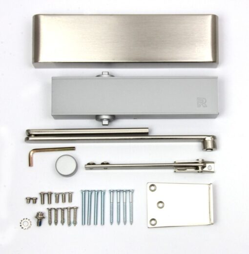 Rutland TS.9205 Door Closer, BC c/w Flatbar Armset, Trimplate Silver